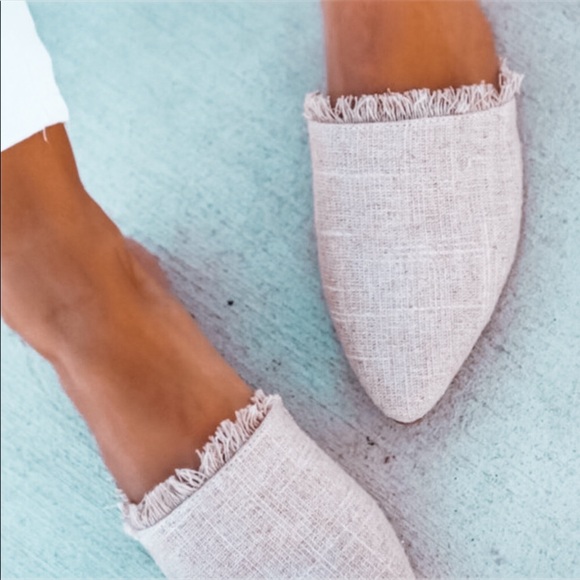 Shoes - Natural | Woven Fringe Flat Mule